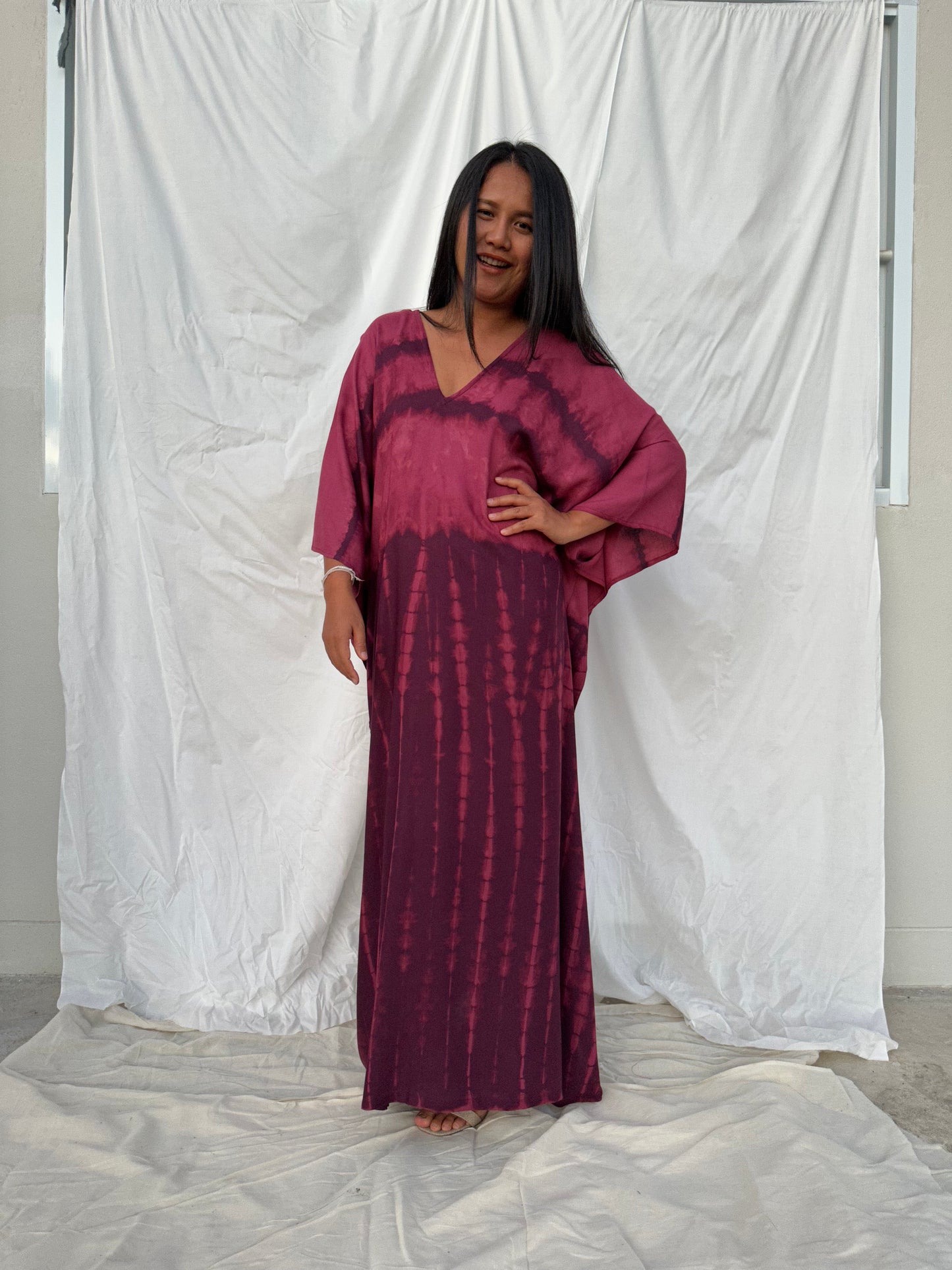 MALA handworks Mala Kaftan in Purple Tie Dye