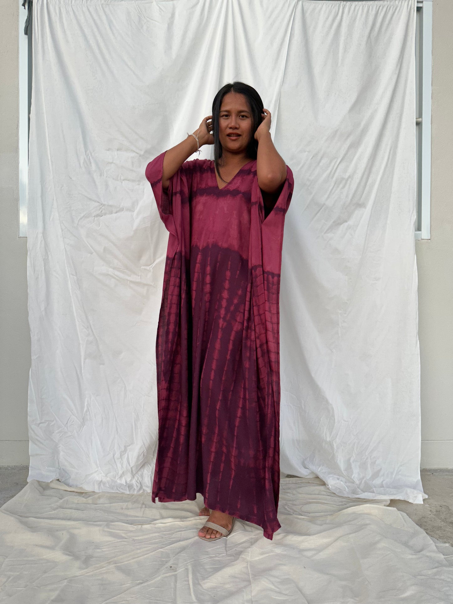 MALA handworks Mala Kaftan in Purple Tie Dye