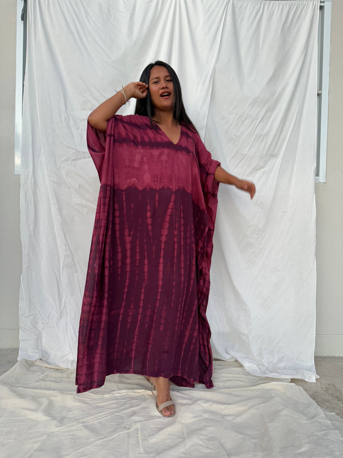 MALA handworks Mala Kaftan in Purple Tie Dye