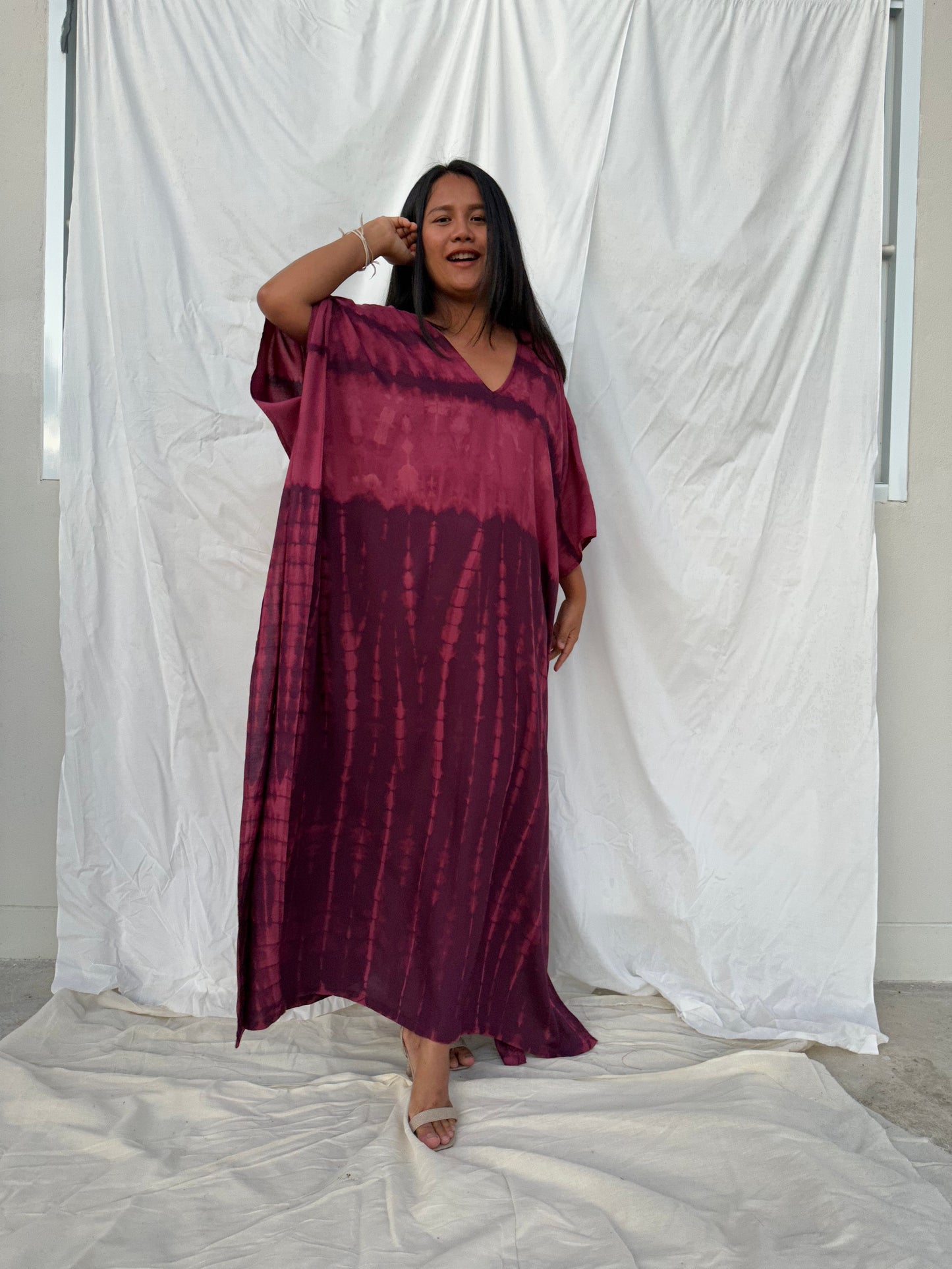 MALA handworks Mala Kaftan in Purple Tie Dye