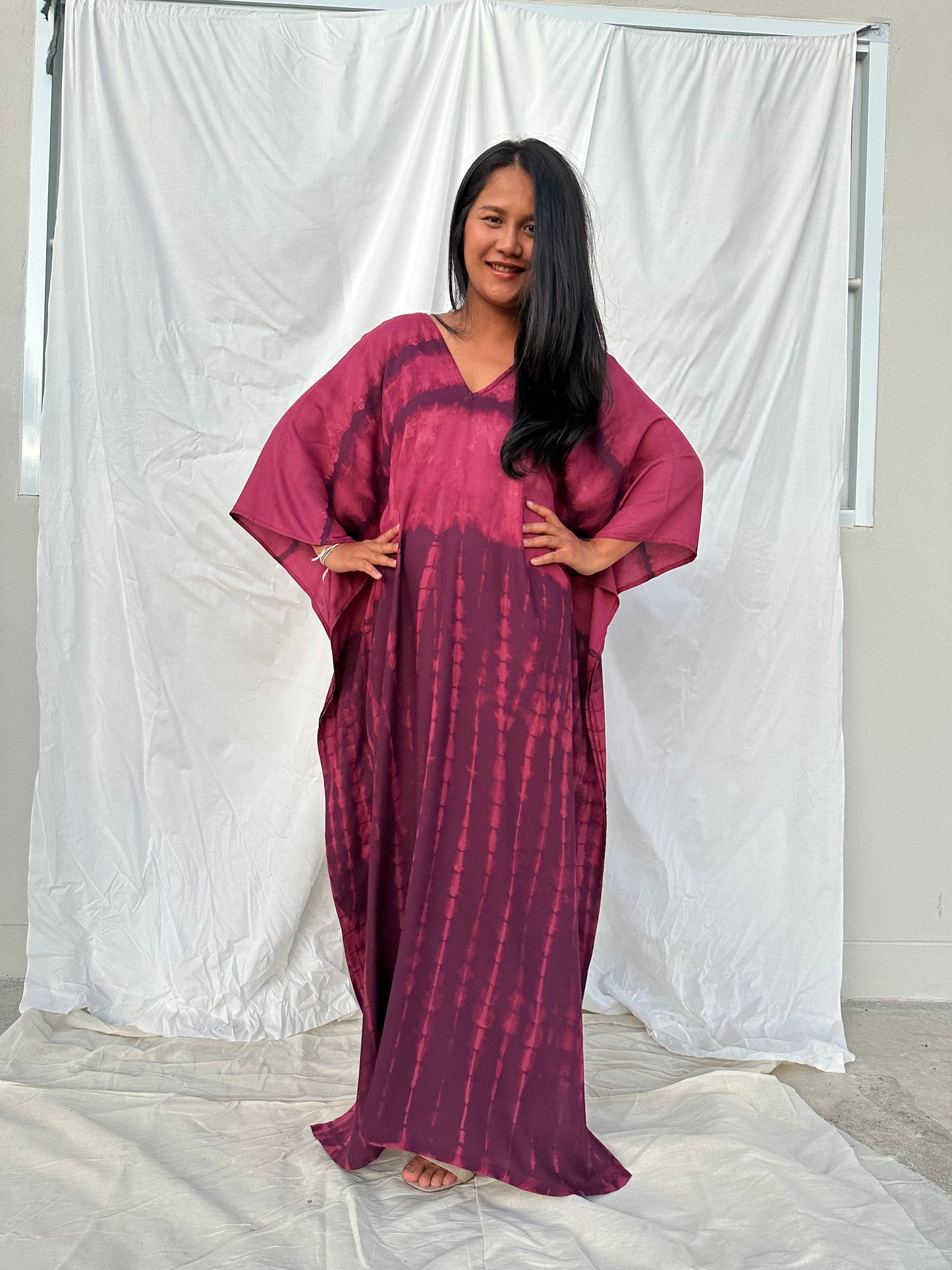 MALA handworks Mala Kaftan in Purple Tie Dye