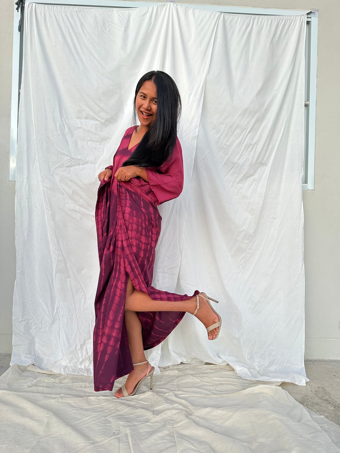 MALA handworks Mala Kaftan in Purple Tie Dye