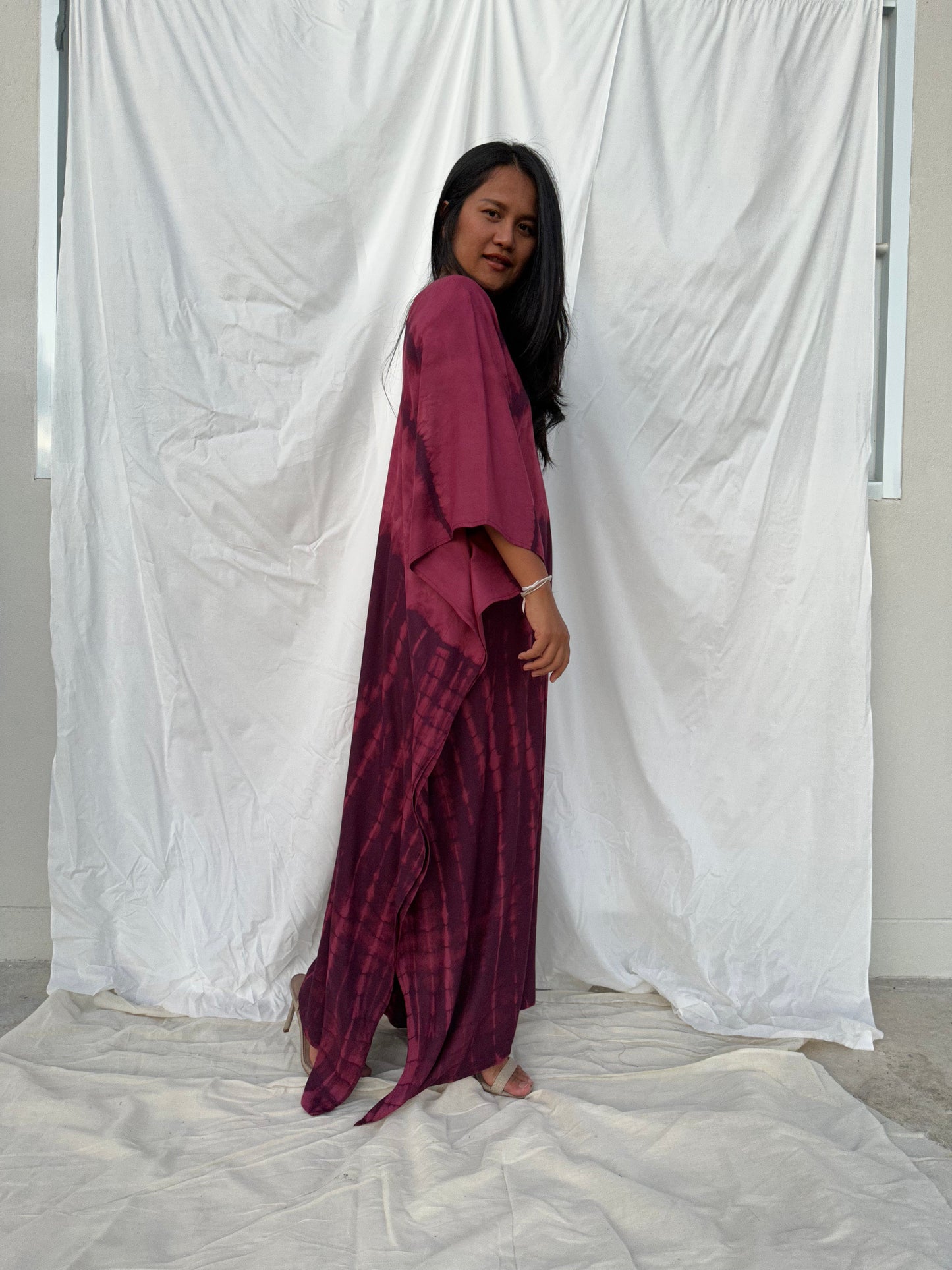 MALA handworks Mala Kaftan in Purple Tie Dye