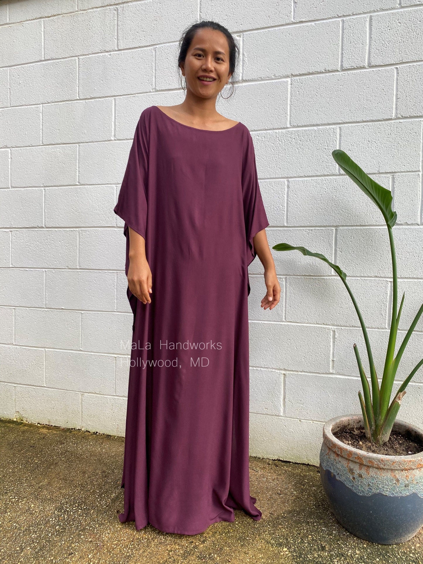 MALA handworks Mia Boat Neck Kaftan in Purple