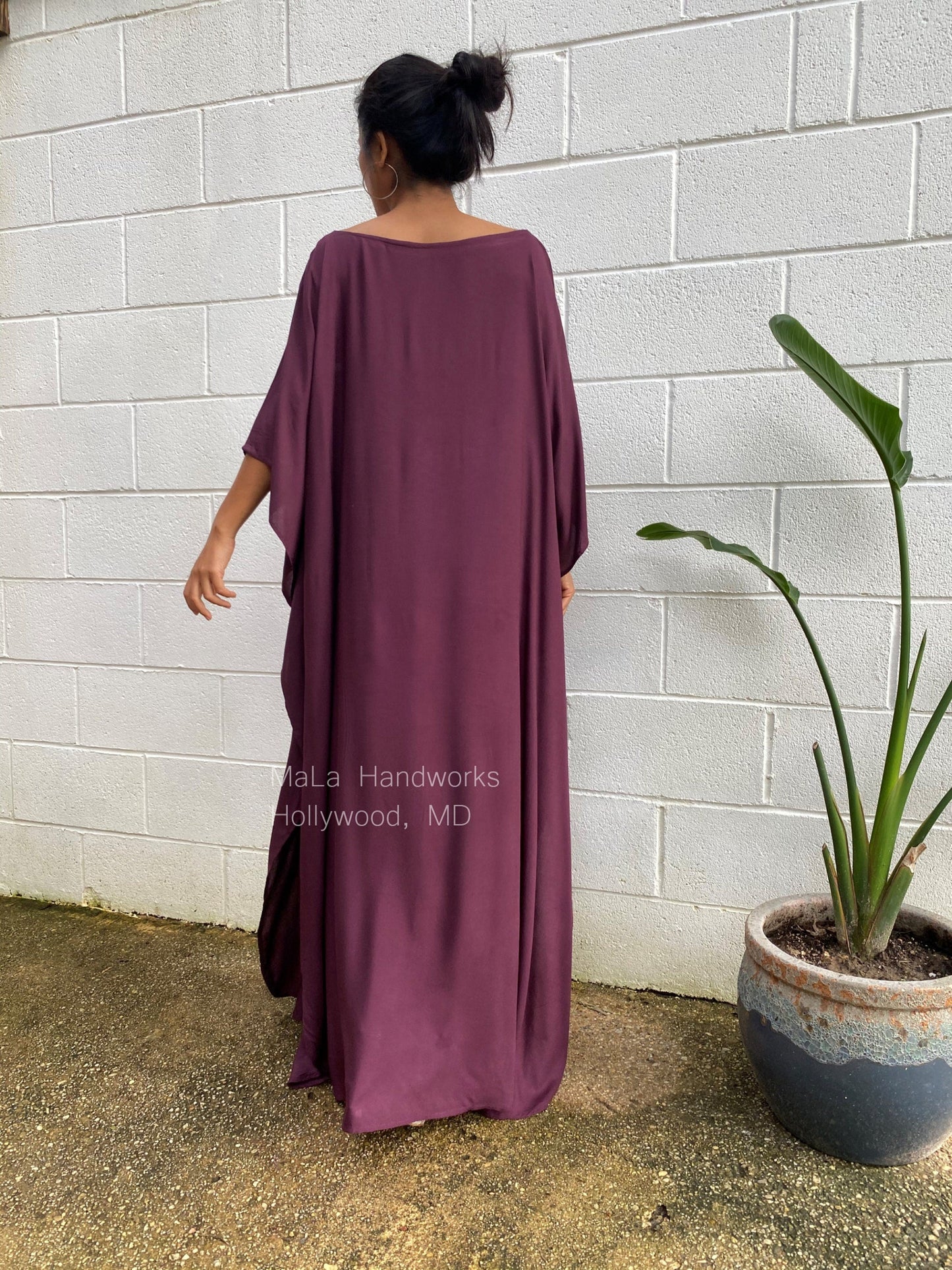 MALA handworks Mia Boat Neck Kaftan in Purple