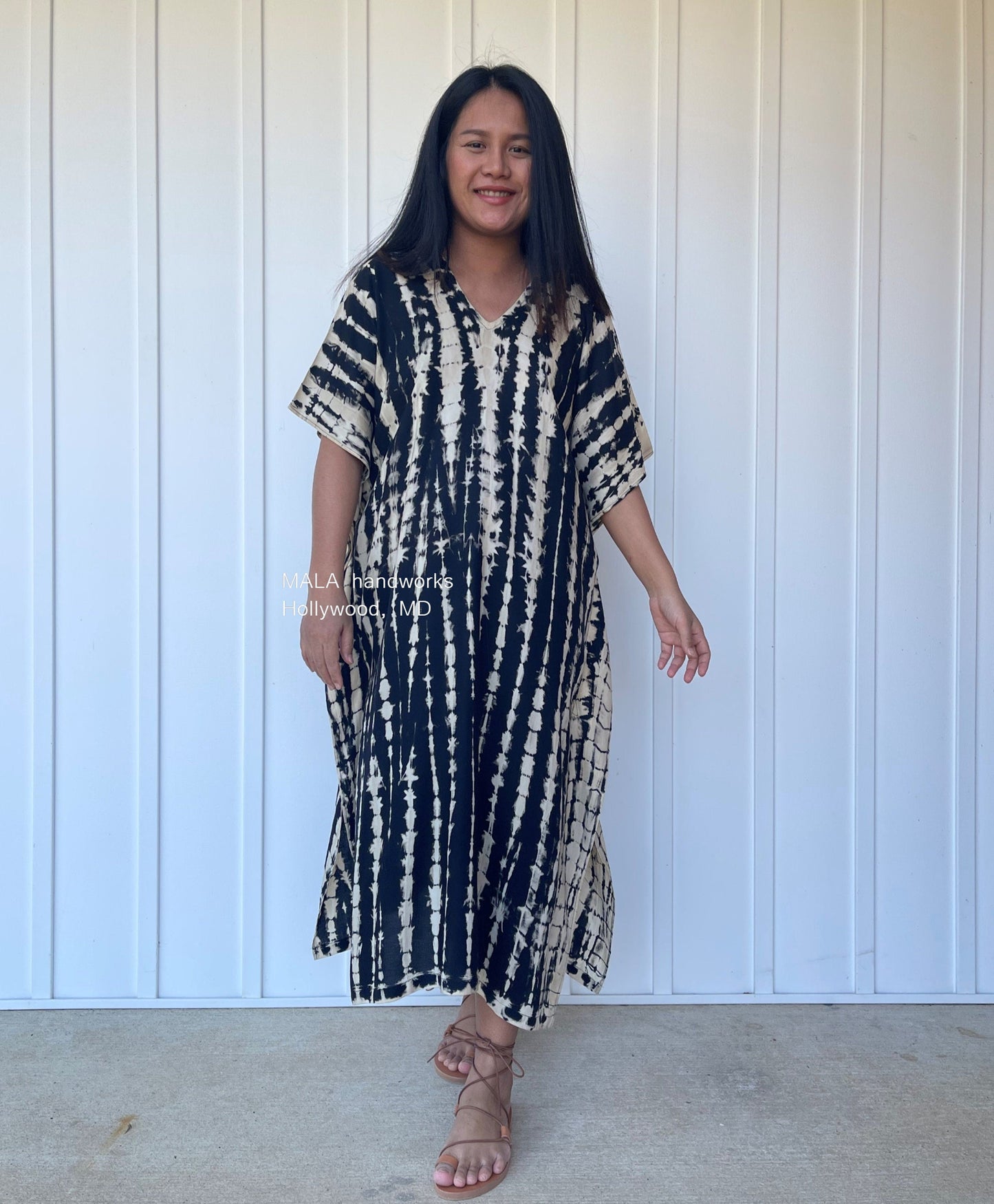 MALA handworks Nora Kaftan in Black Tie Dye