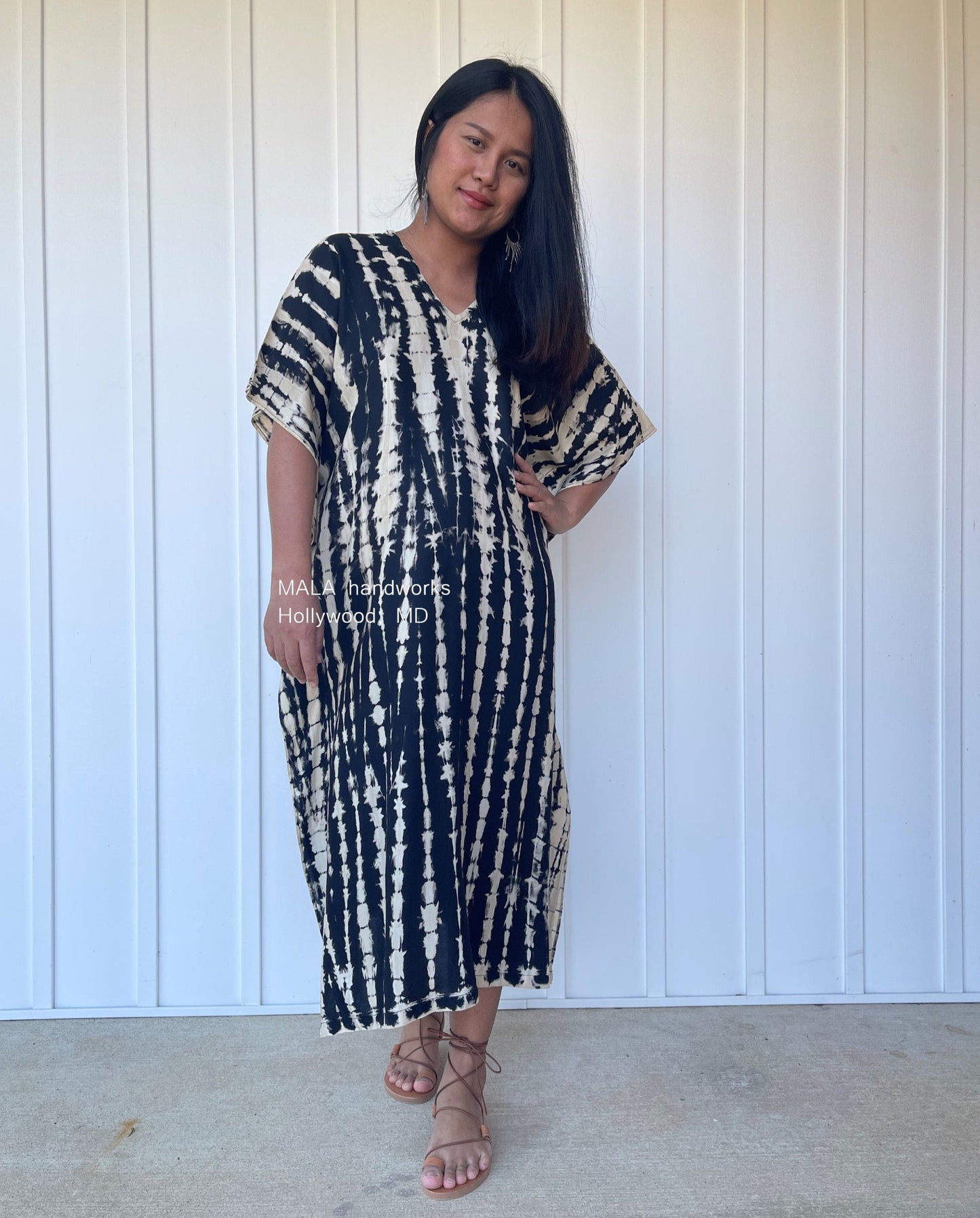MALA handworks Nora Kaftan in Black Tie Dye