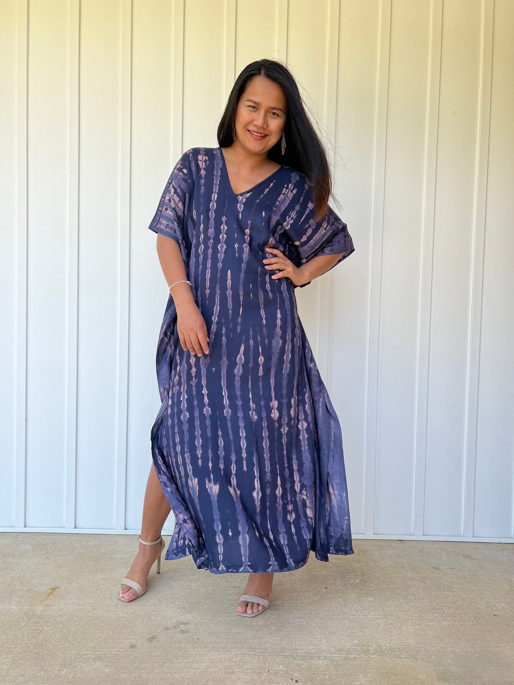 MALA handworks Nora Kaftan in Dark Blue and Purple Tie Dye