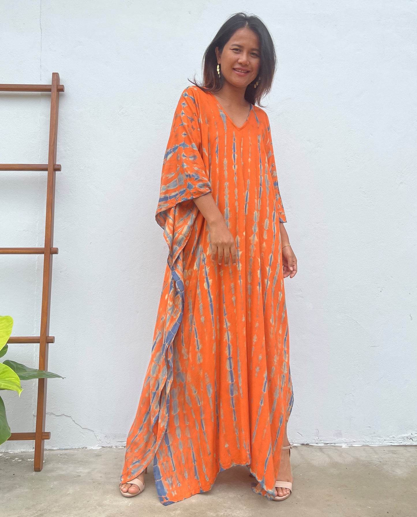 MALA handworks Nora Kaftan in Orange and Blue Tie Dye