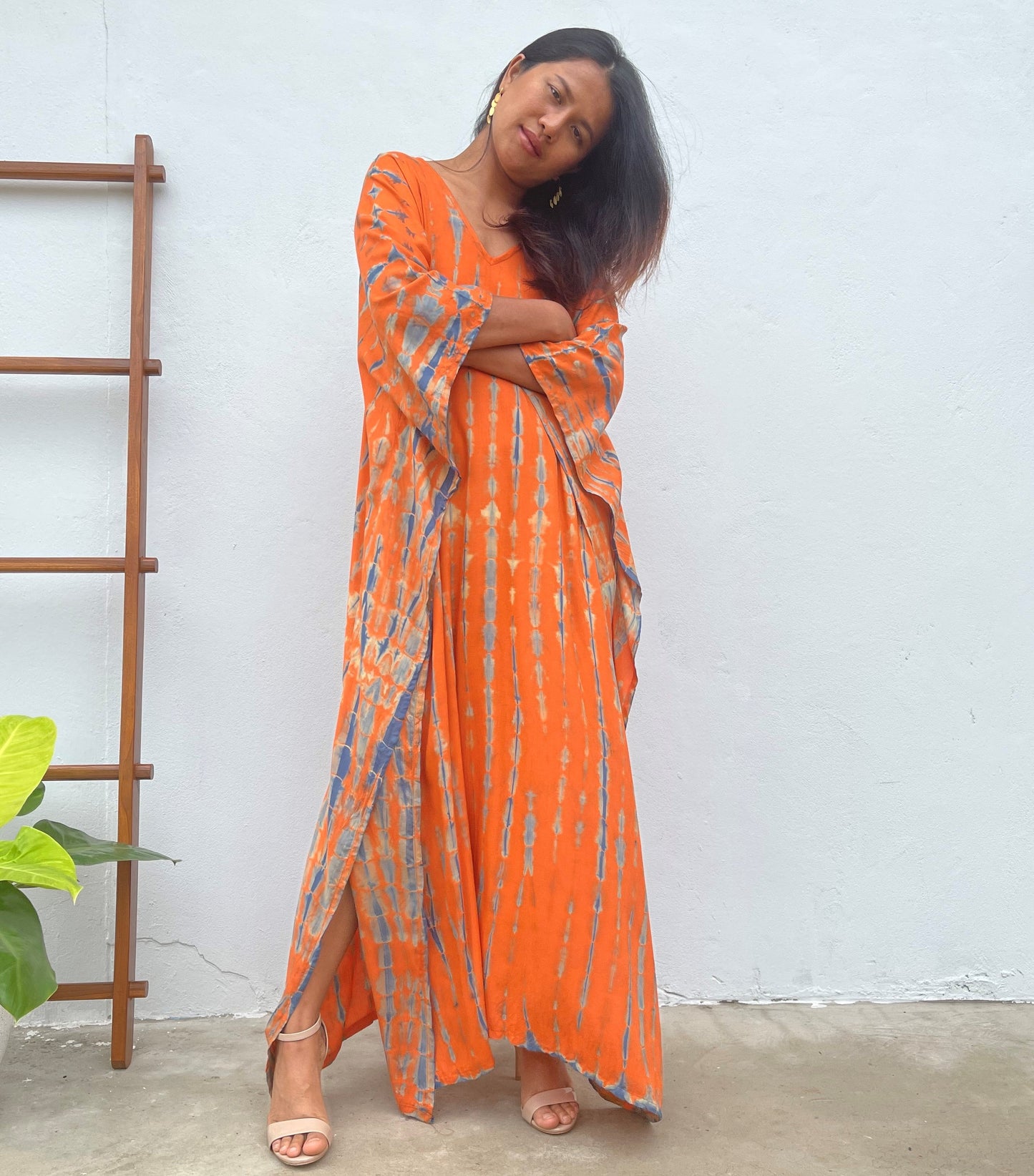 MALA handworks Nora Kaftan in Orange and Blue Tie Dye