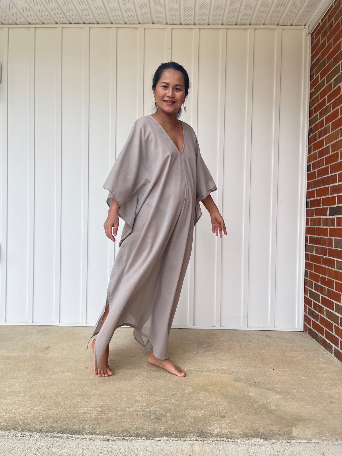 MALA handworks Olena semi sheer Kaftan in Earthy Brown