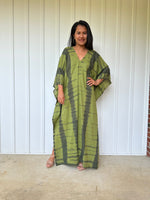 MALA handworks Olena semi sheer Kaftan in Green and Black