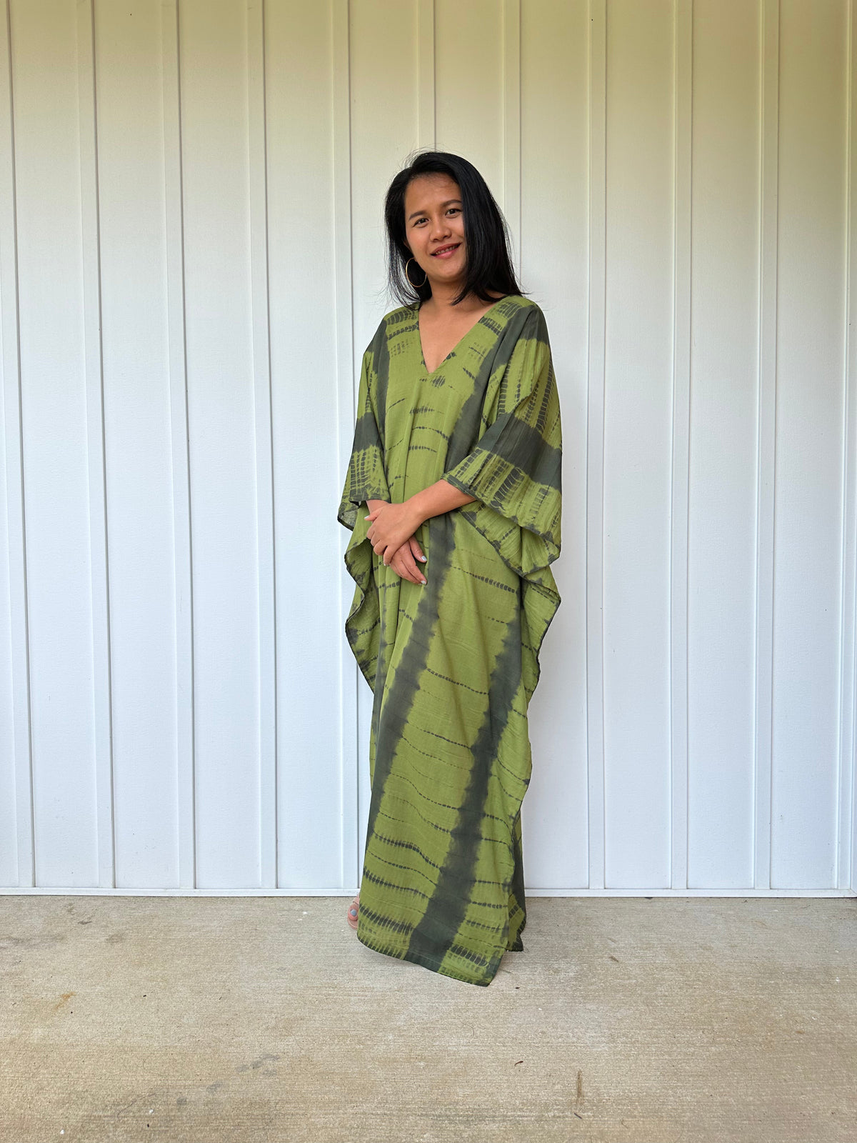 MALA handworks Olena semi sheer Kaftan in Green and Black