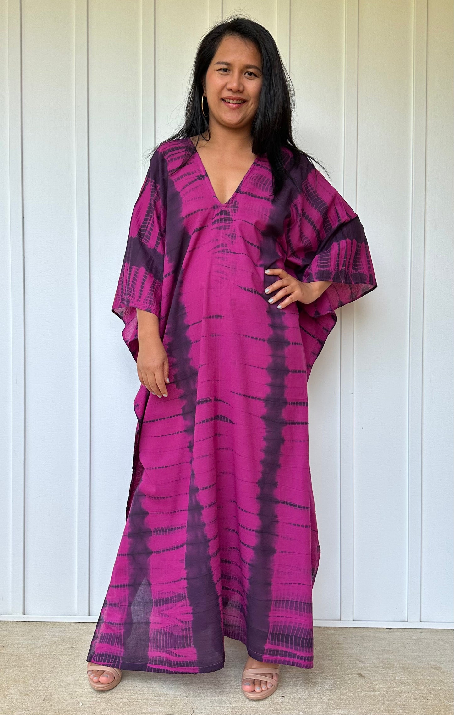 MALA handworks Olena semi sheer Kaftan in Green and Black Tie Dye