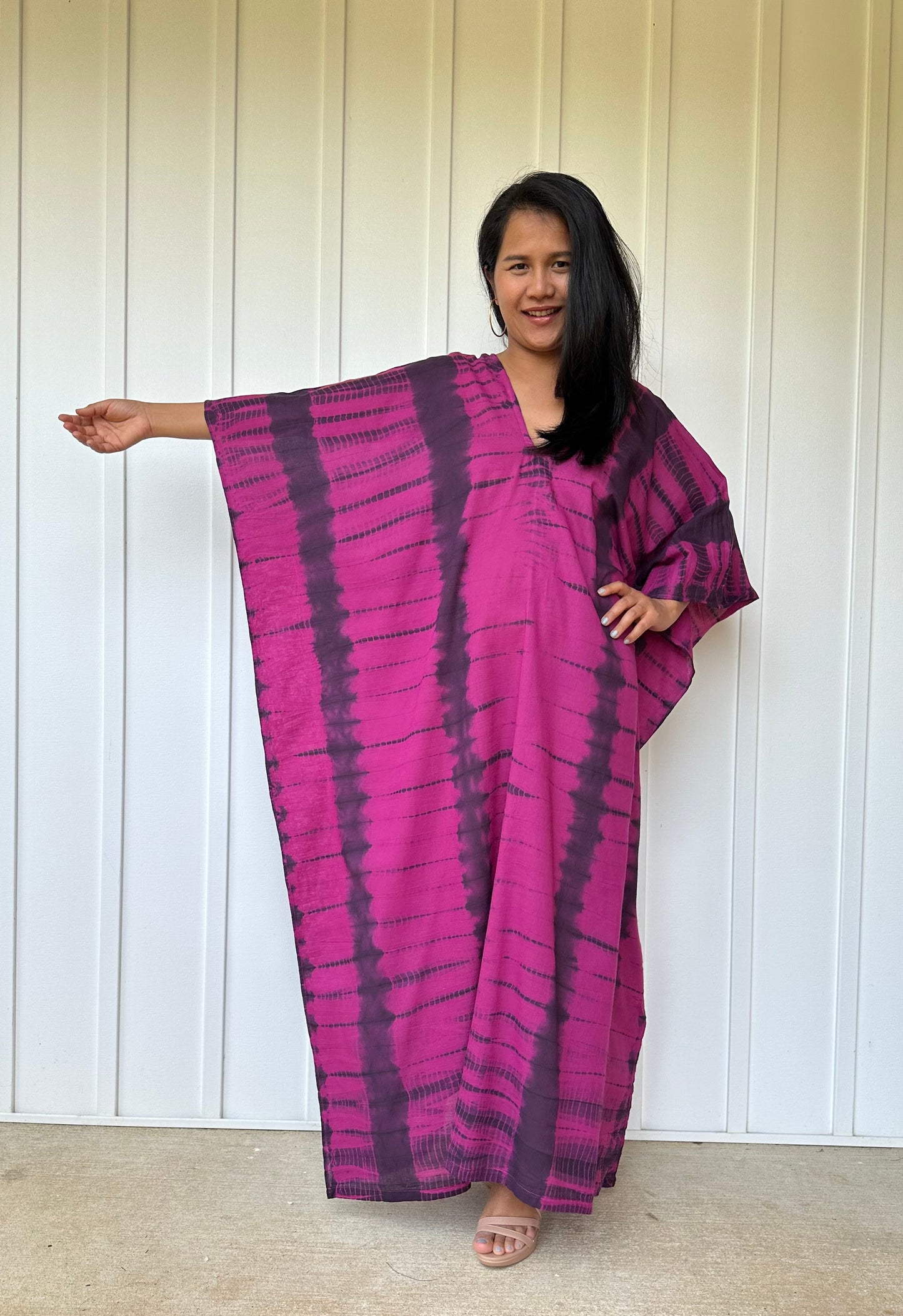 MALA handworks Olena semi sheer Kaftan in Green and Black Tie Dye