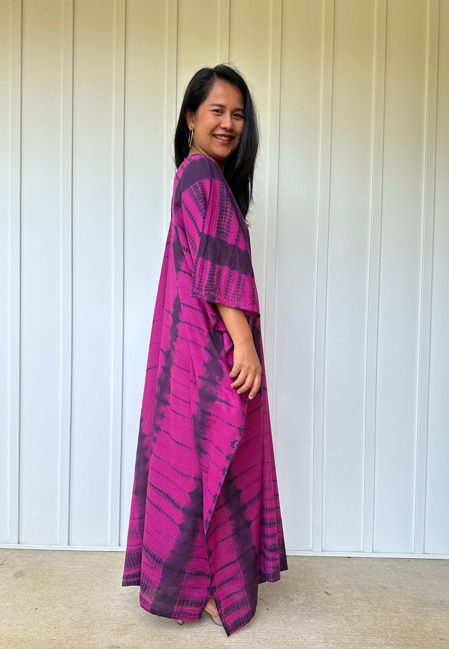 MALA handworks Olena semi sheer Kaftan in Green and Black Tie Dye