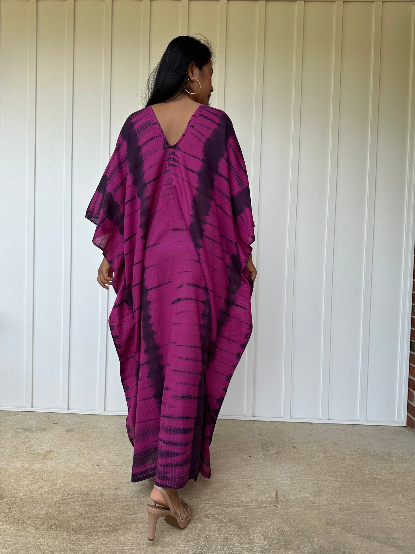 MALA handworks Olena semi sheer Kaftan in Green and Black Tie Dye