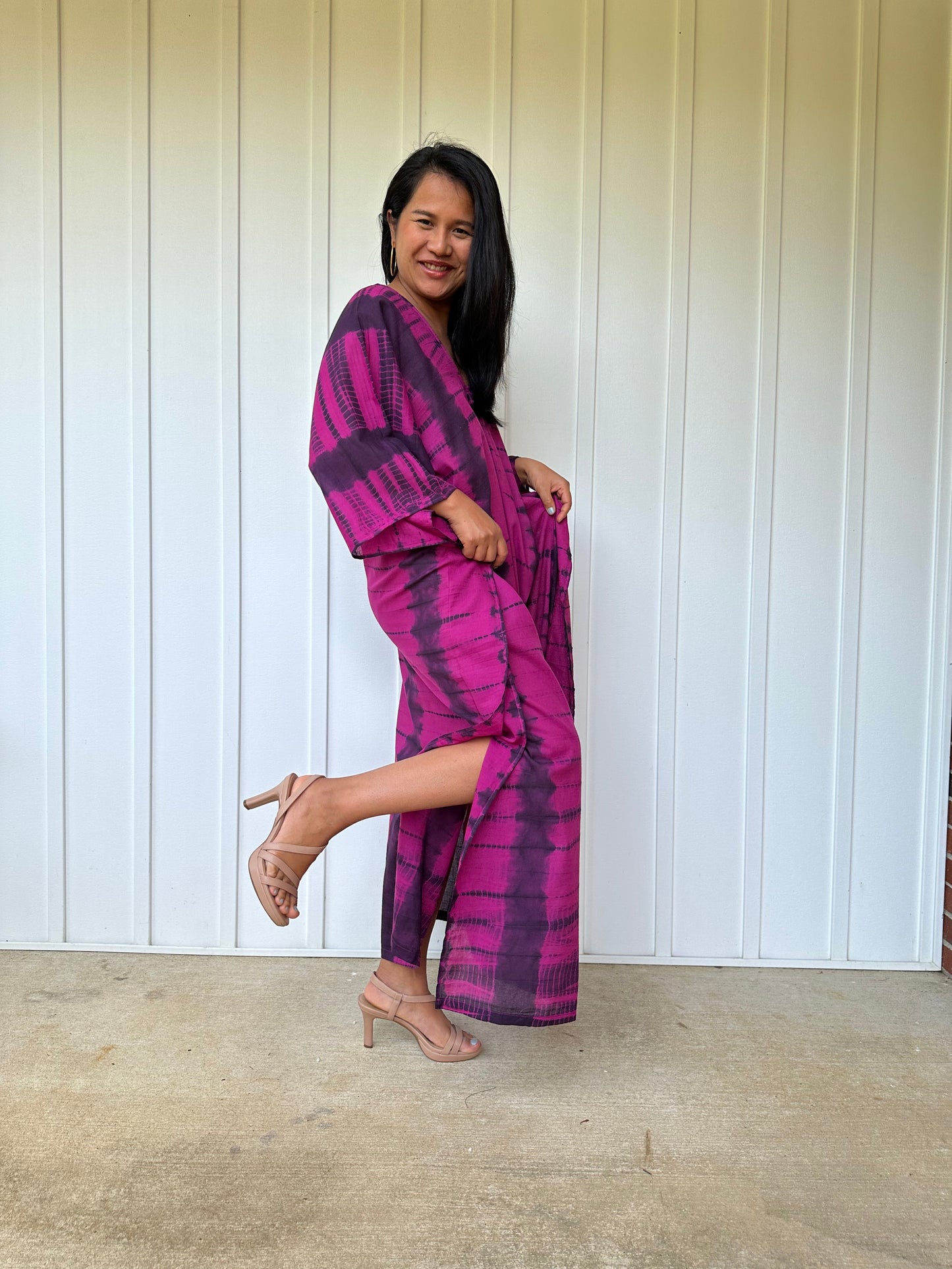 MALA handworks Olena semi sheer Kaftan in Green and Black Tie Dye