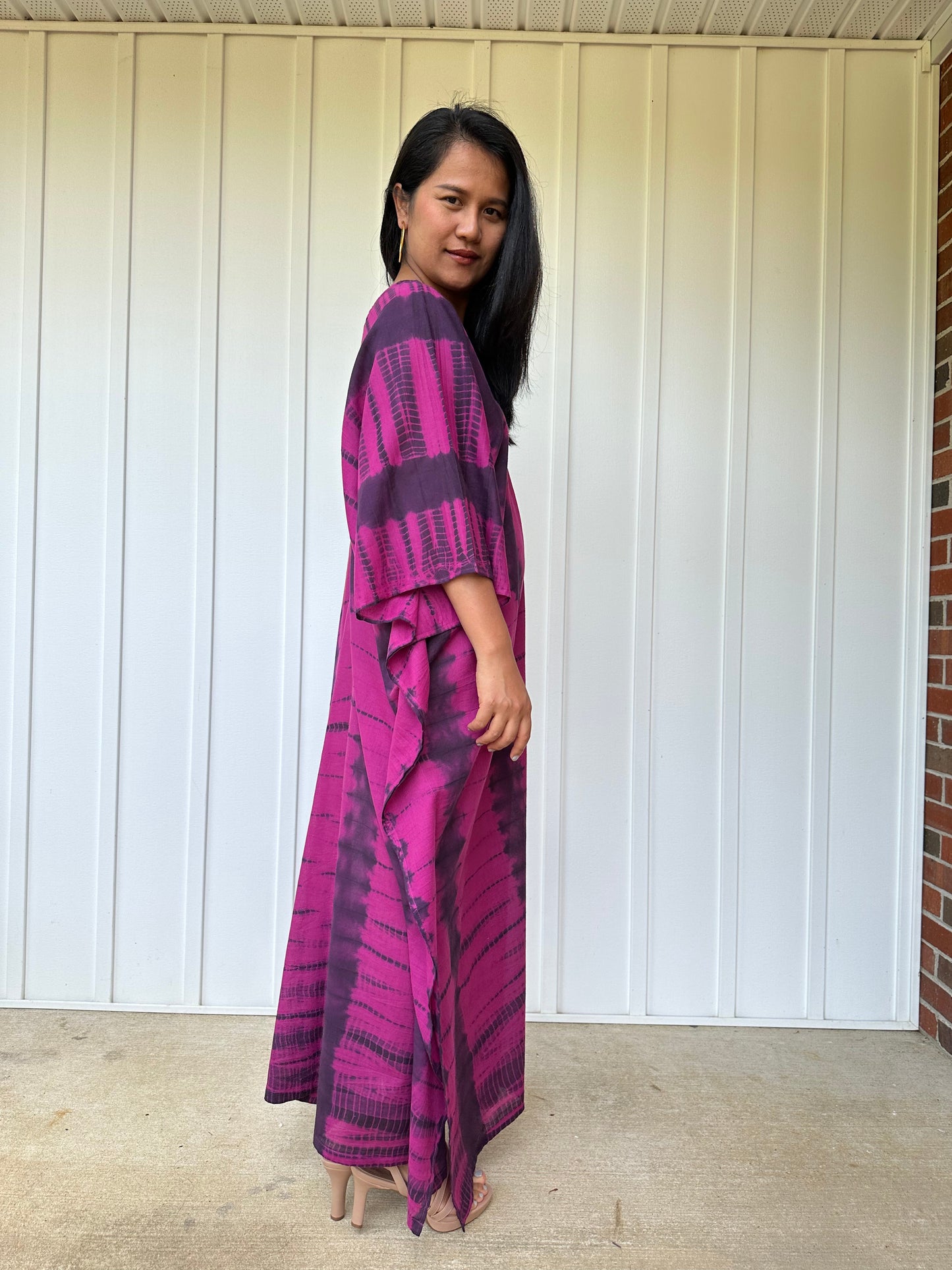 MALA handworks Olena semi sheer Kaftan in Green and Black Tie Dye