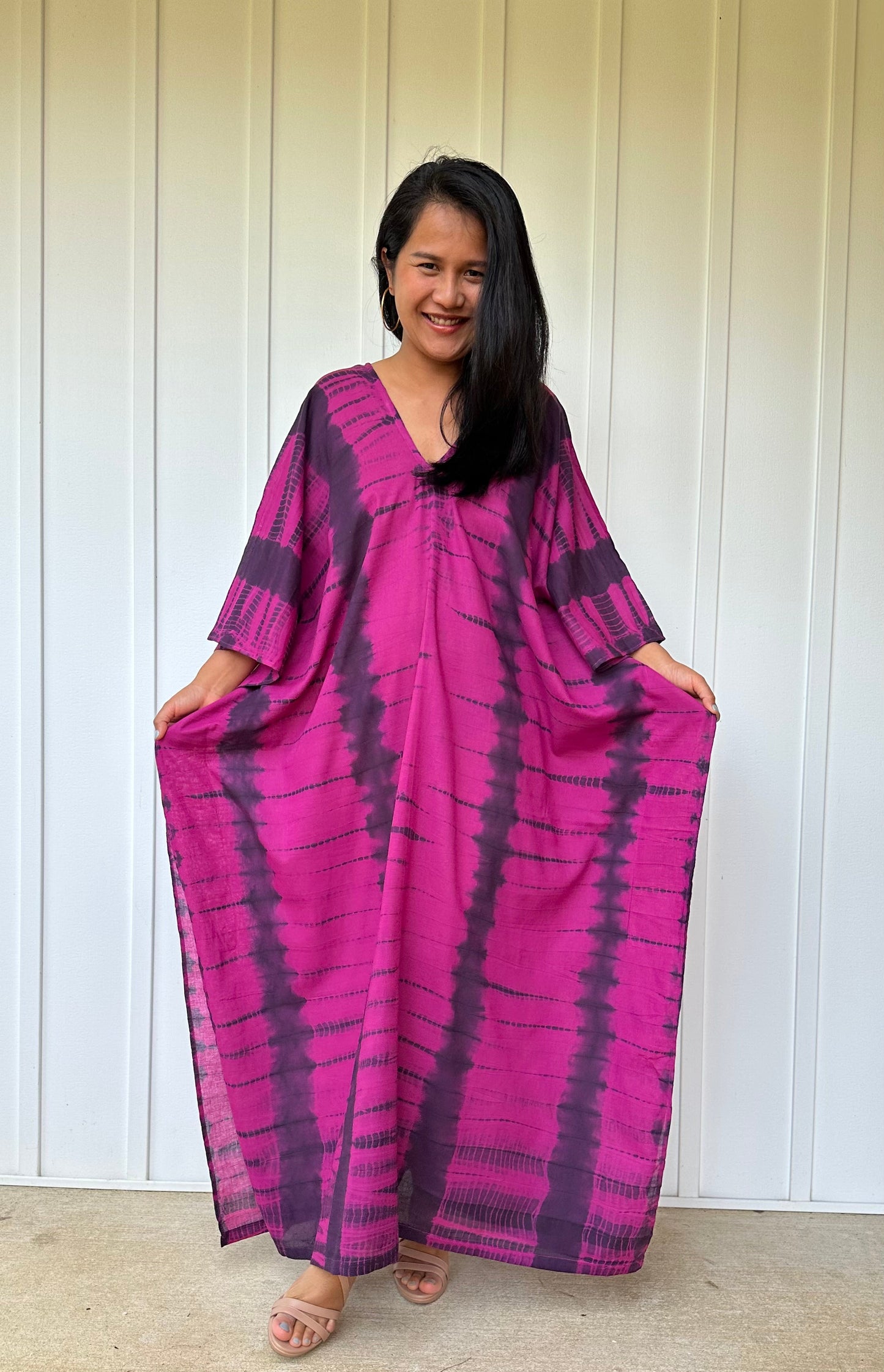MALA handworks Olena semi sheer Kaftan in Green and Black Tie Dye