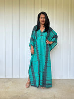 MALA handworks Olena semi sheer Kaftan in Green and Black Tie Dye