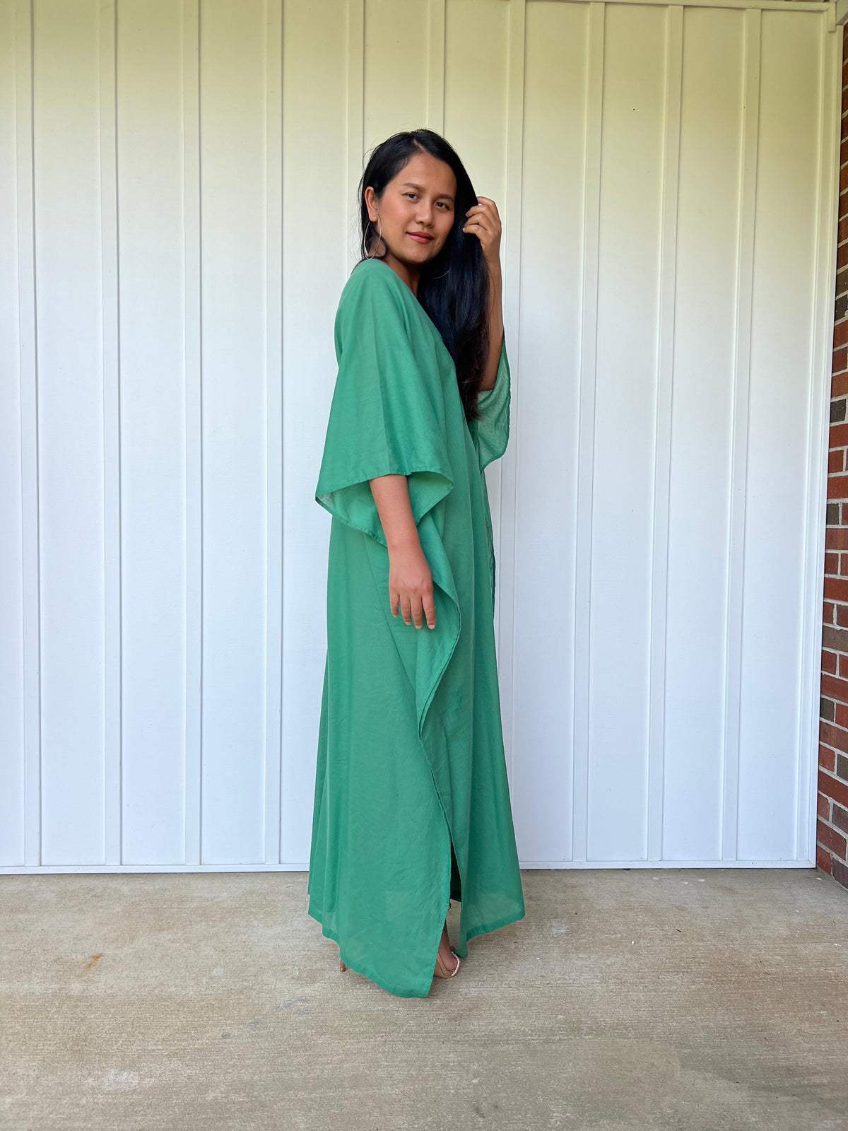 MALA handworks Olena semi sheer Kaftan in Green