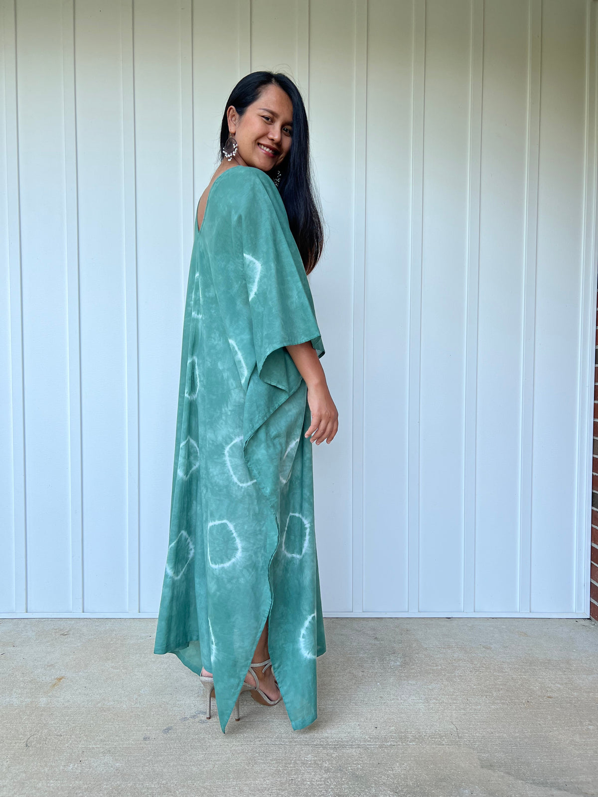 MALA handworks Olena semi sheer Kaftan in Green Tie Dye