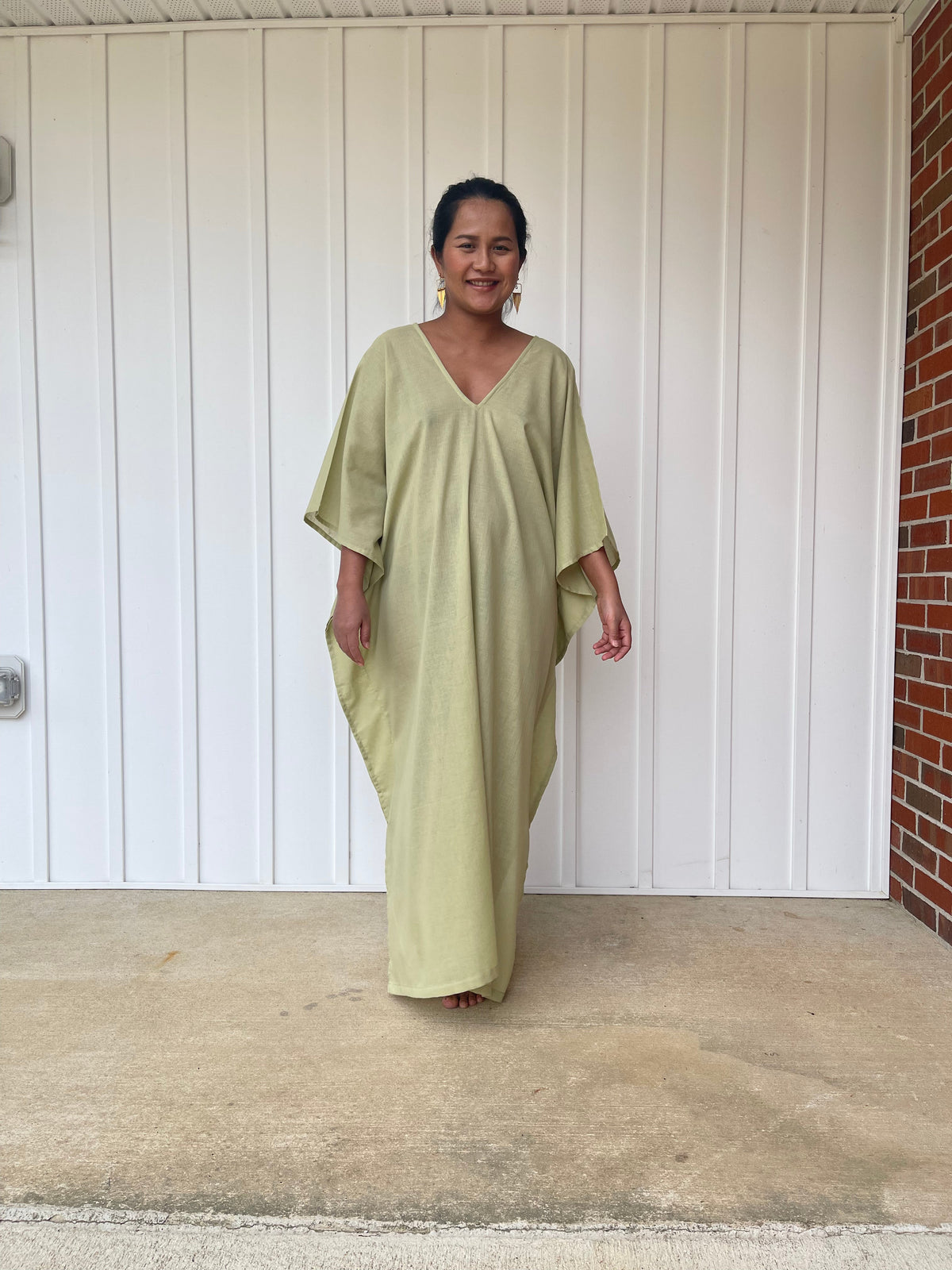 MALA handworks Olena semi sheer Kaftan in Light Olive