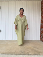 MALA handworks Olena semi sheer Kaftan in Light Olive
