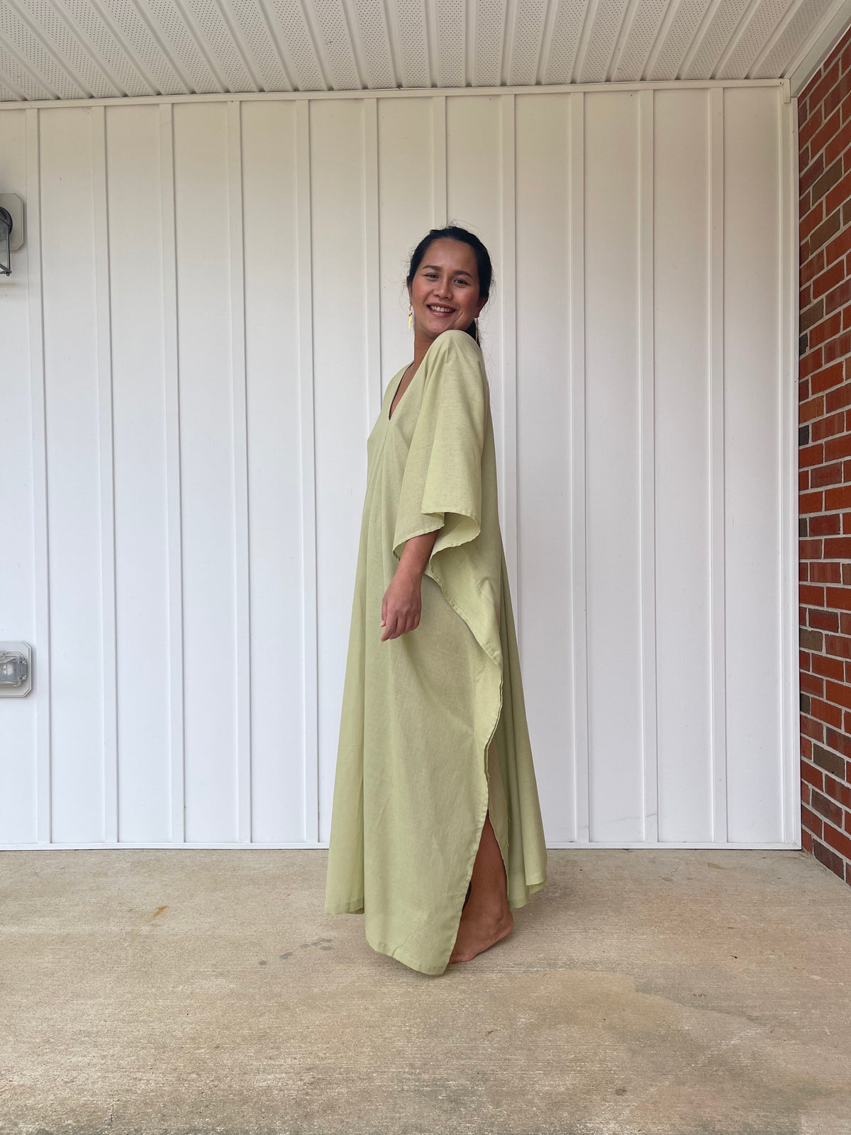 MALA handworks Olena semi sheer Kaftan in Light Olive