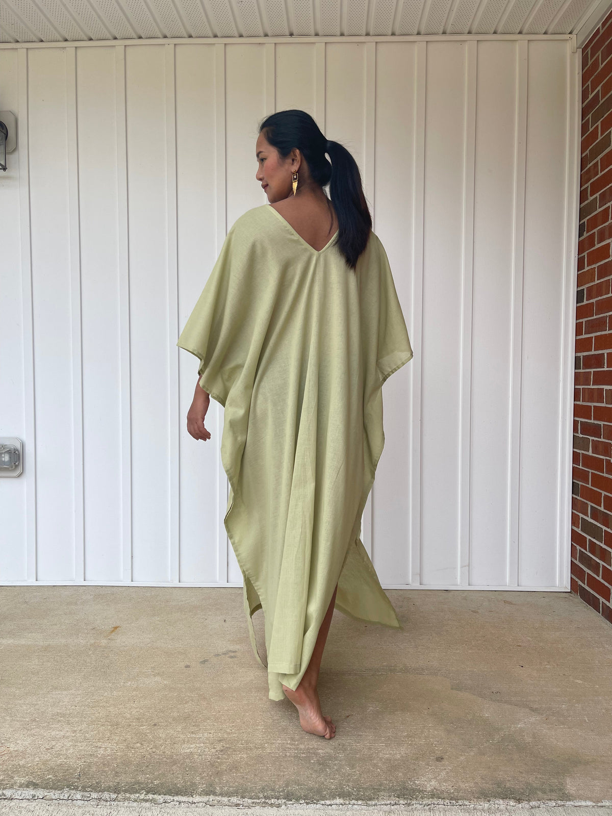 MALA handworks Olena semi sheer Kaftan in Light Olive