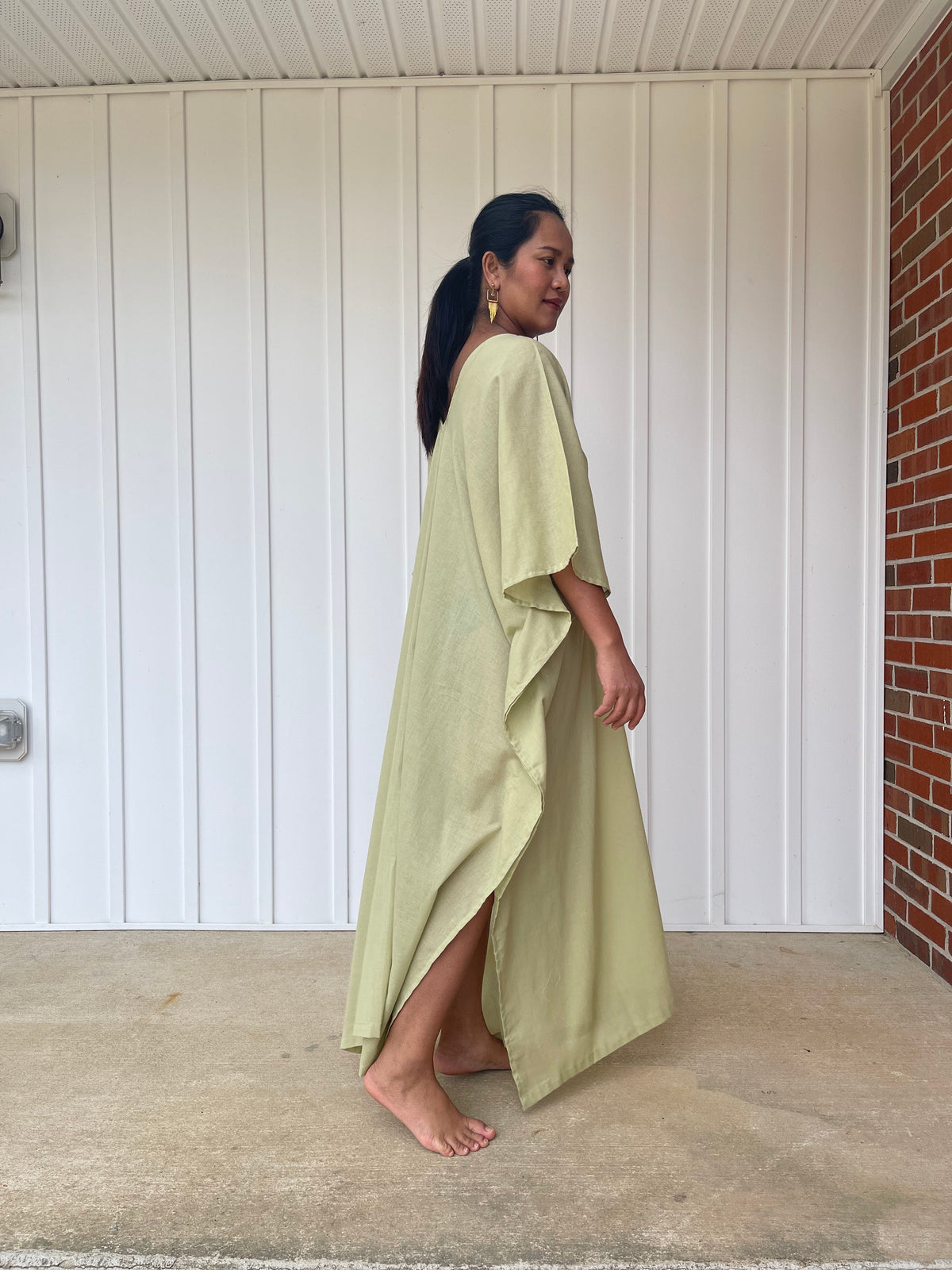 MALA handworks Olena semi sheer Kaftan in Light Olive