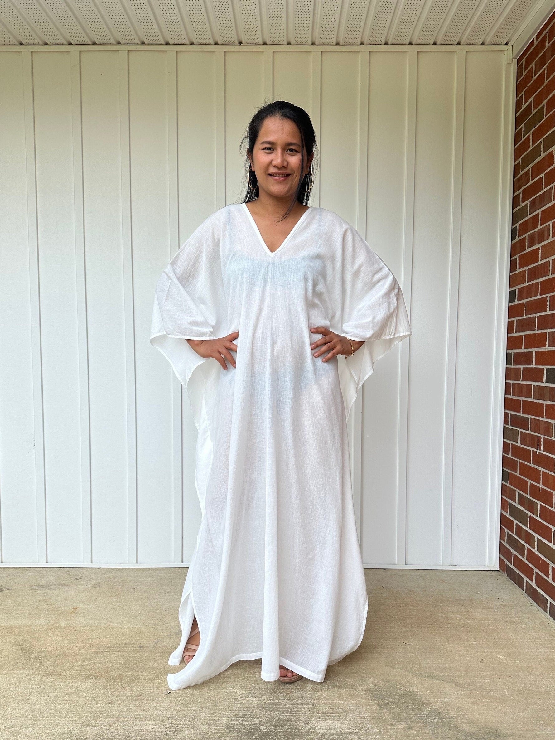 MALA handworks Olena semi sheer Kaftan in natural White