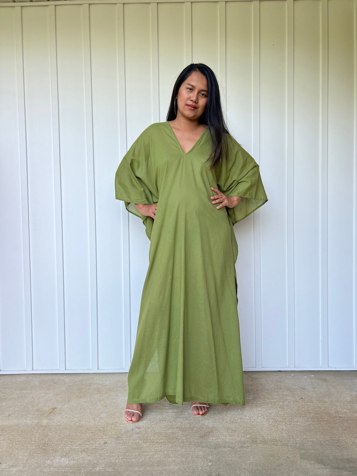 MALA handworks Olena semi sheer Kaftan in Olive Green