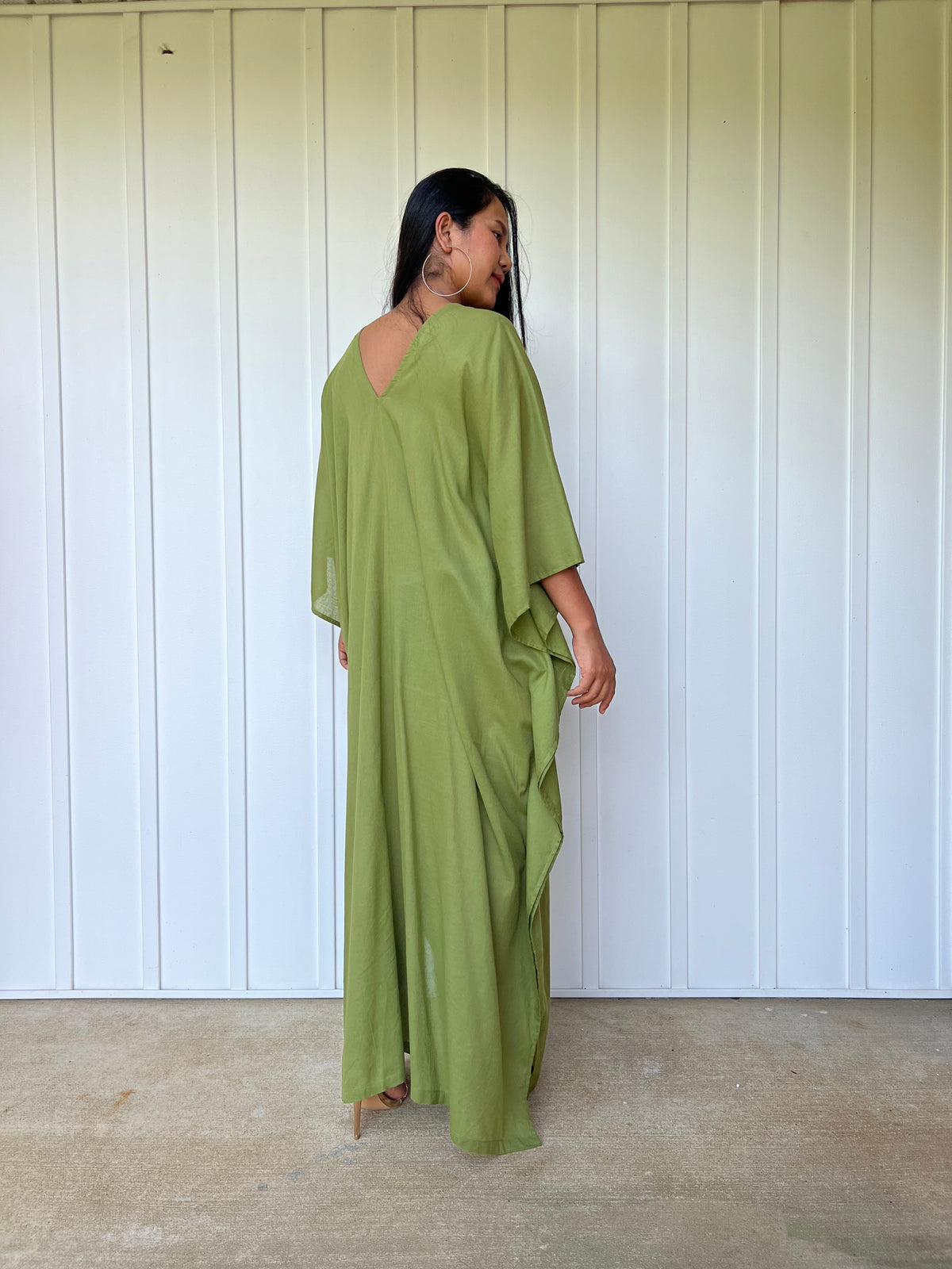 MALA handworks Olena semi sheer Kaftan in Olive Green
