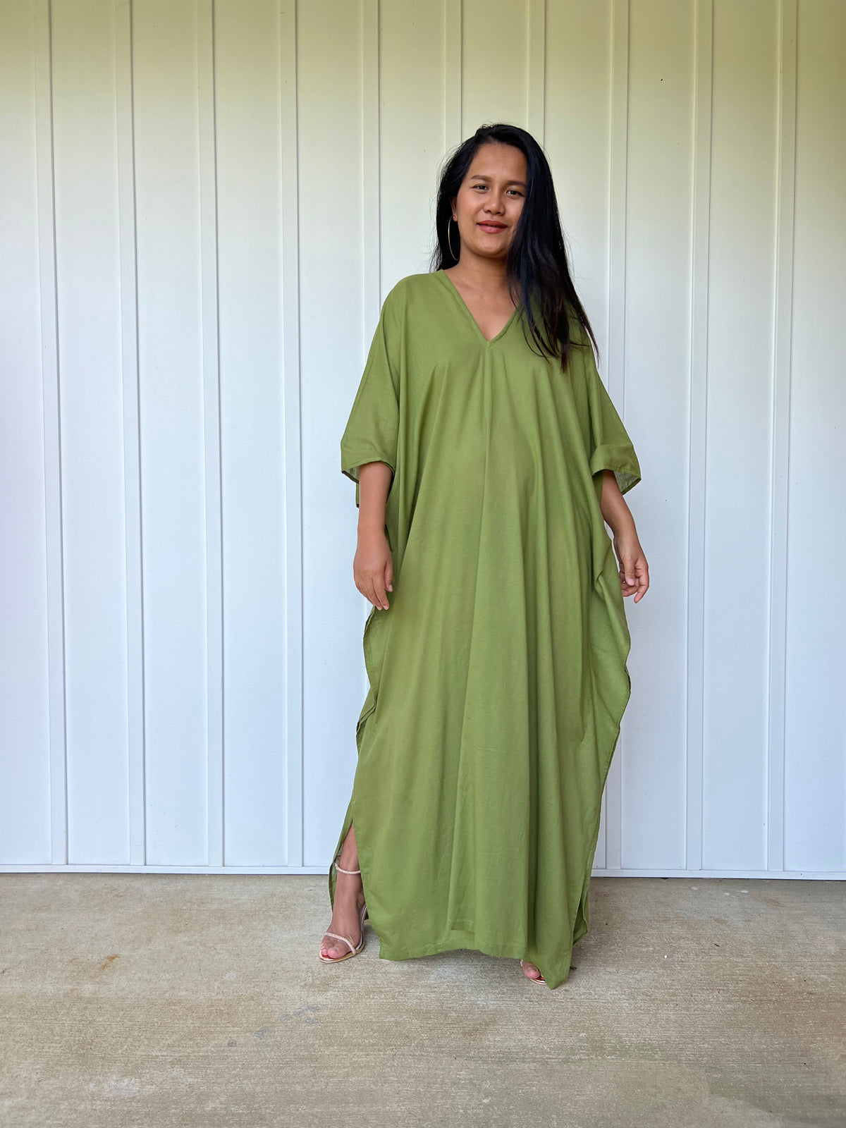 MALA handworks Olena semi sheer Kaftan in Olive Green