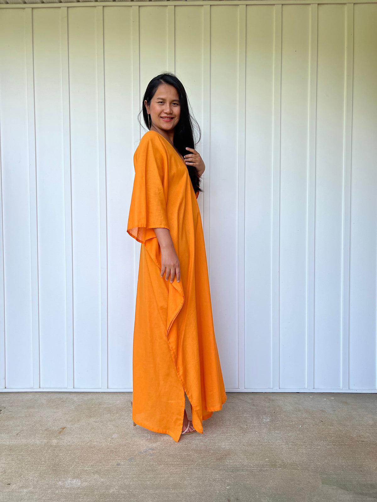 MALA handworks Olena semi sheer Kaftan in Orange