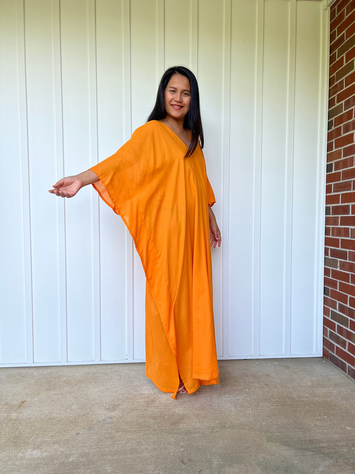 MALA handworks Olena semi sheer Kaftan in Orange