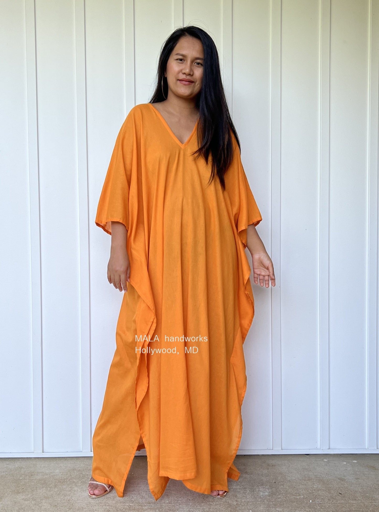 MALA handworks Olena semi sheer Kaftan in Orange