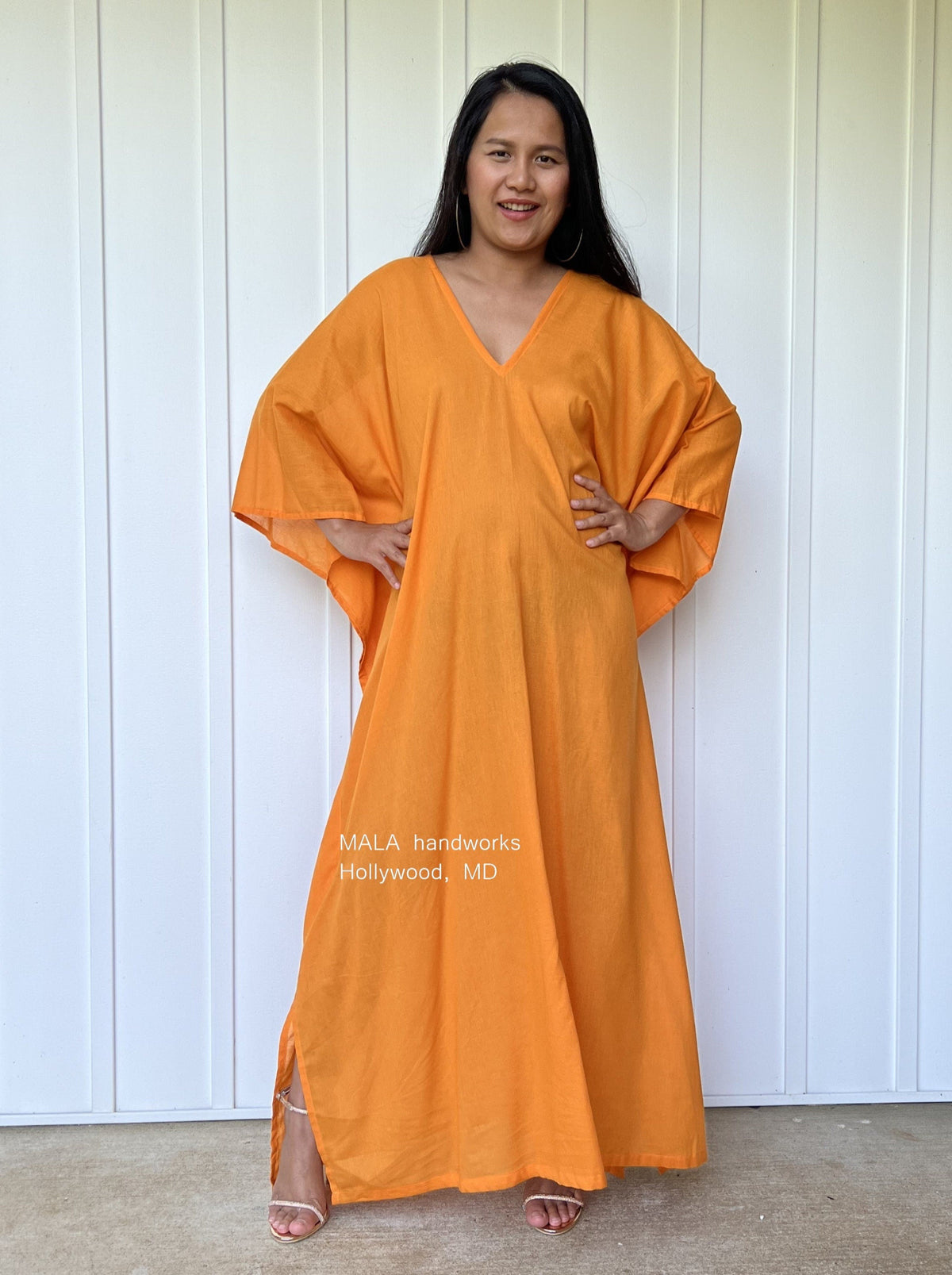MALA handworks  Olena semi sheer Kaftan in Orange