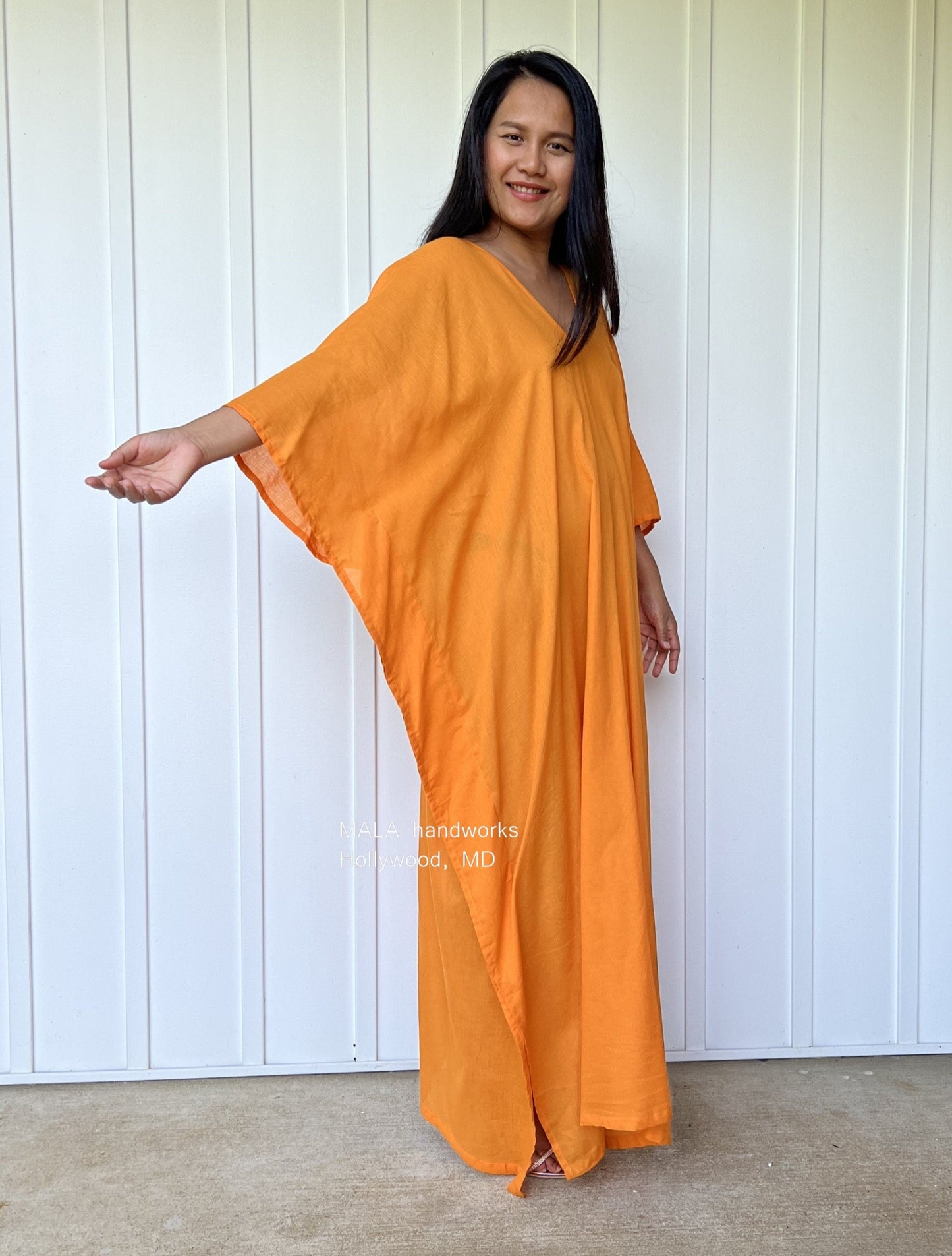 MALA handworks Olena semi sheer Kaftan in Orange