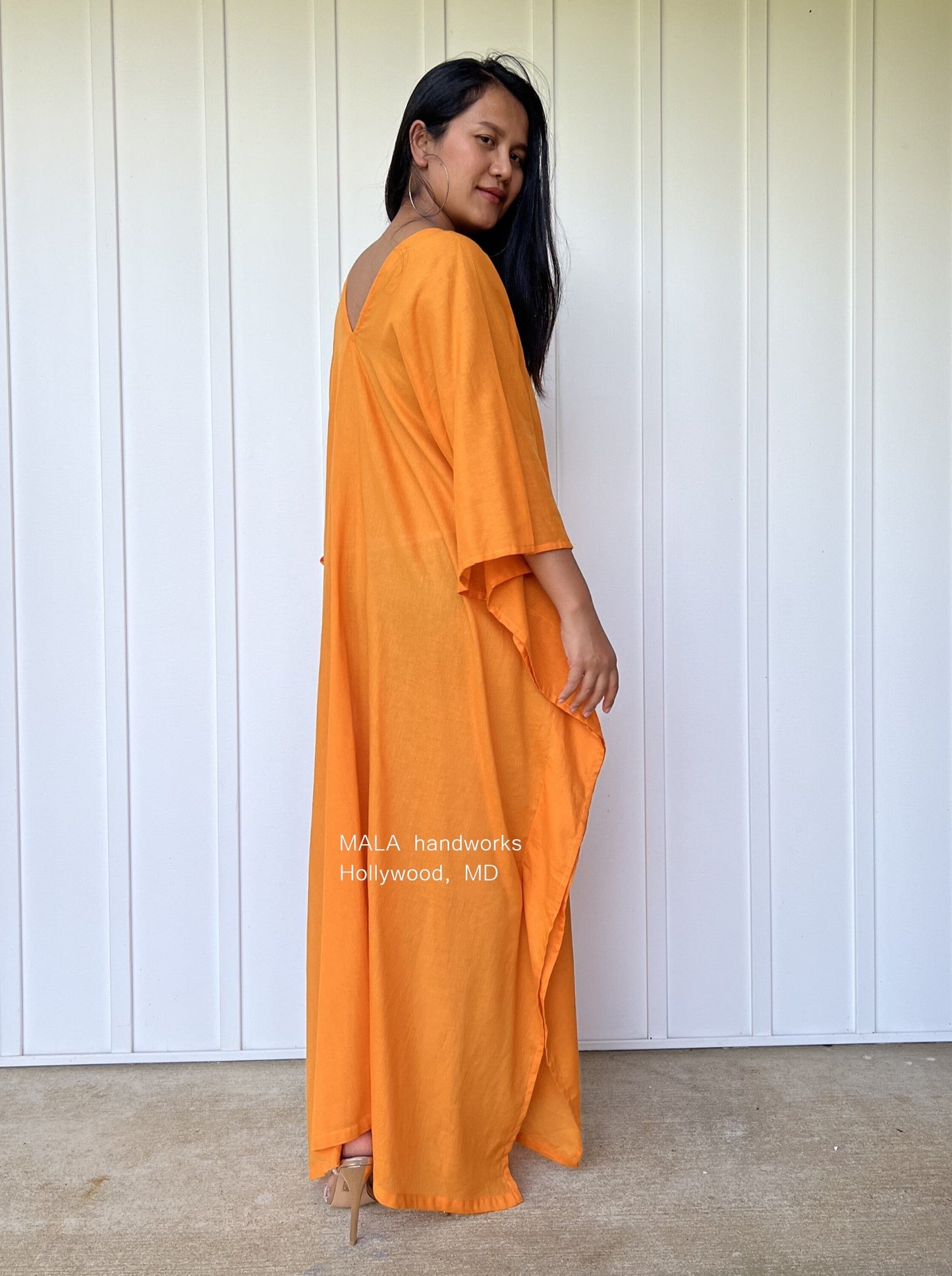 MALA handworks Olena semi sheer Kaftan in Orange
