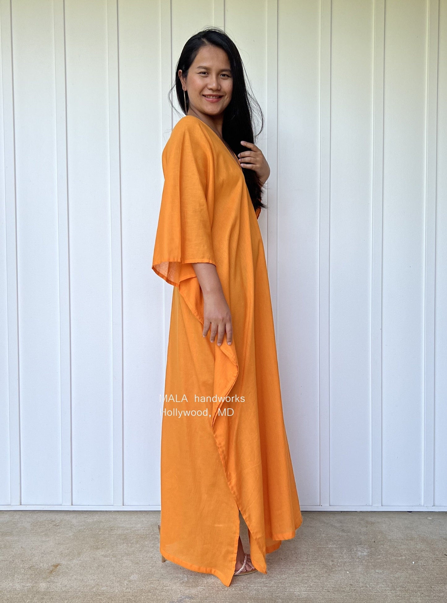 MALA handworks Olena semi sheer Kaftan in Orange