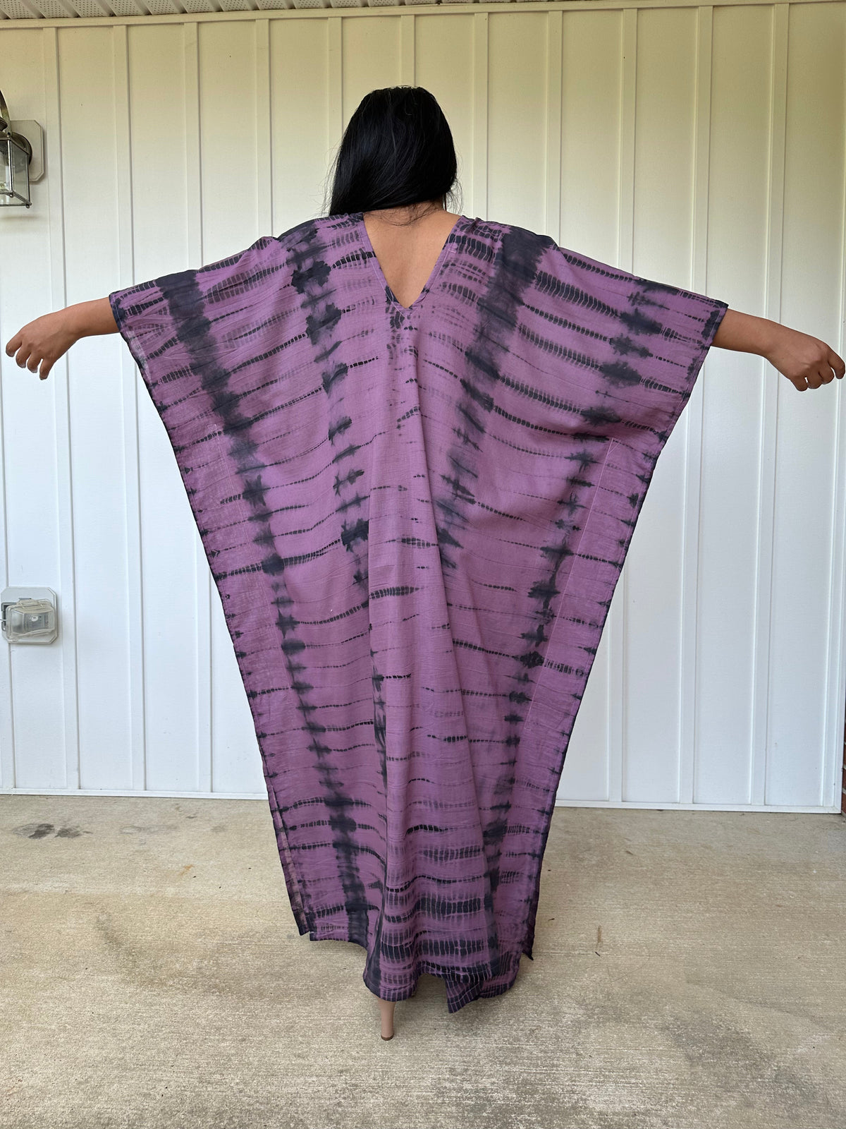 MALA handworks Olena semi sheer Kaftan in Purple and Black Tie Dye