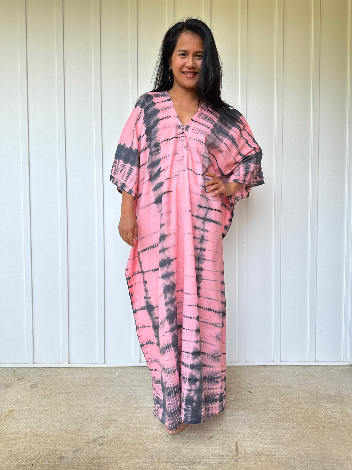 MALA handworks Olena semi sheer Kaftan in Purple and Black Tie Dye