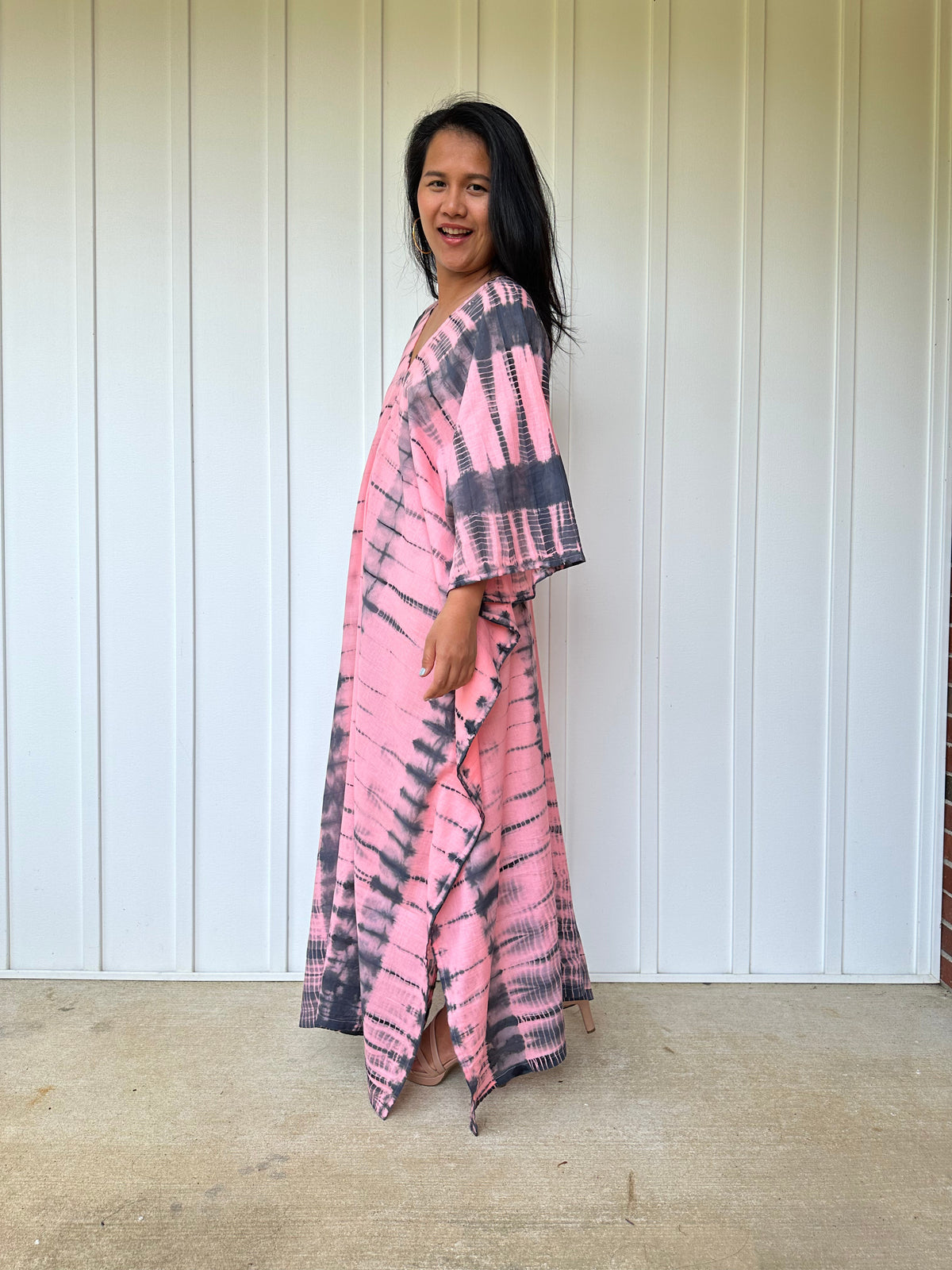 MALA handworks Olena semi sheer Kaftan in Purple and Black Tie Dye