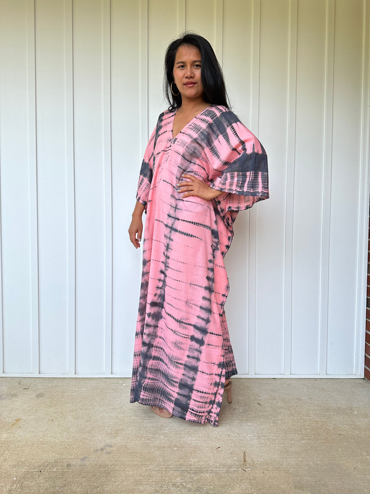 MALA handworks Olena semi sheer Kaftan in Purple and Black Tie Dye