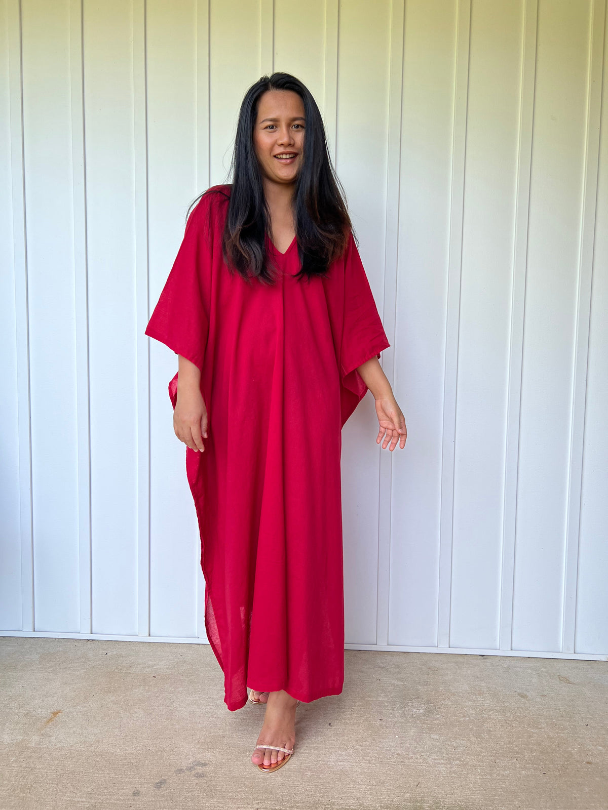 MALA handworks Olena semi sheer Kaftan in Red