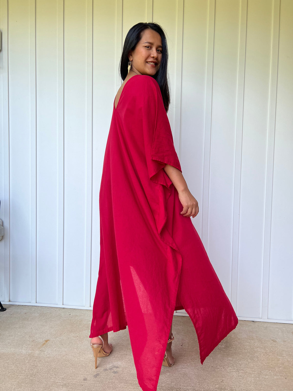 MALA handworks Olena semi sheer Kaftan in Red