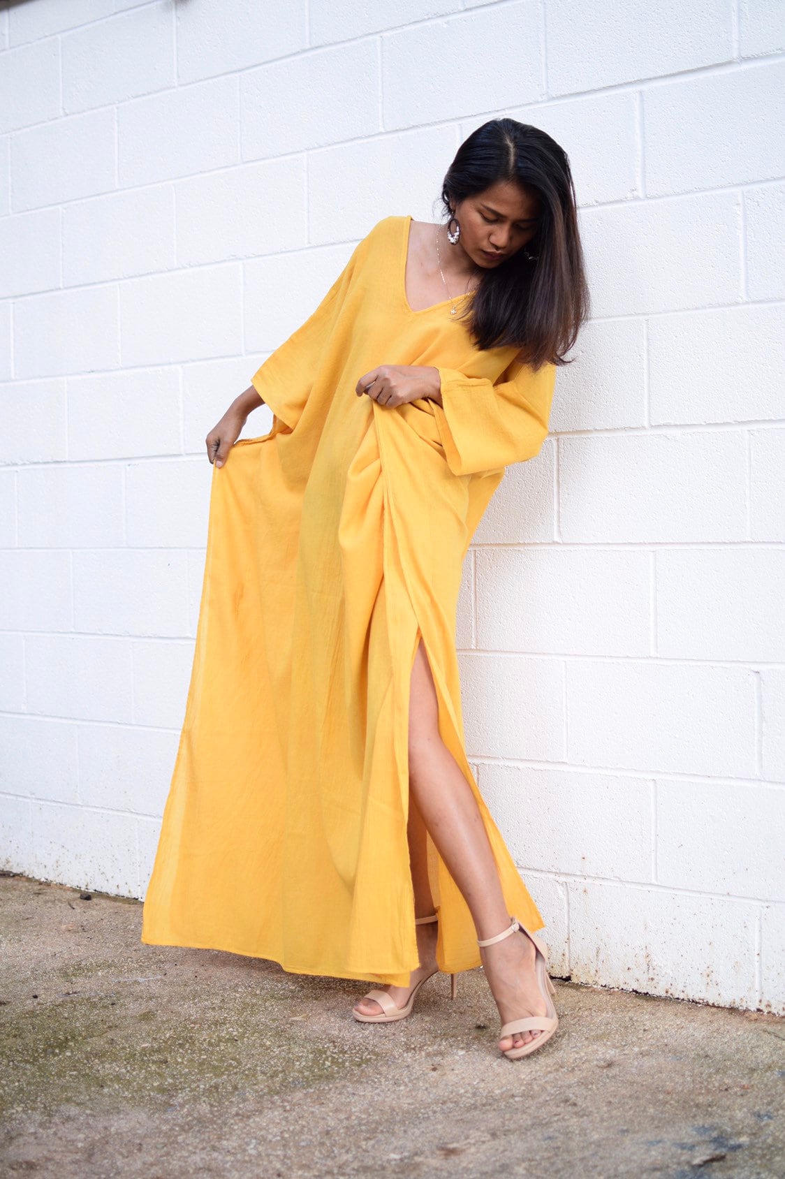 MALA handworks Olena semi sheer Kaftan in Yellow